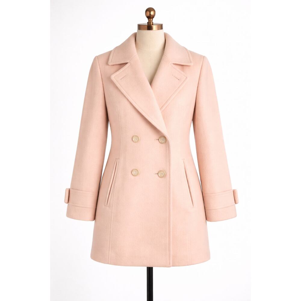Vintage Pink Wool Pea Coat Light Pink Anne Klein